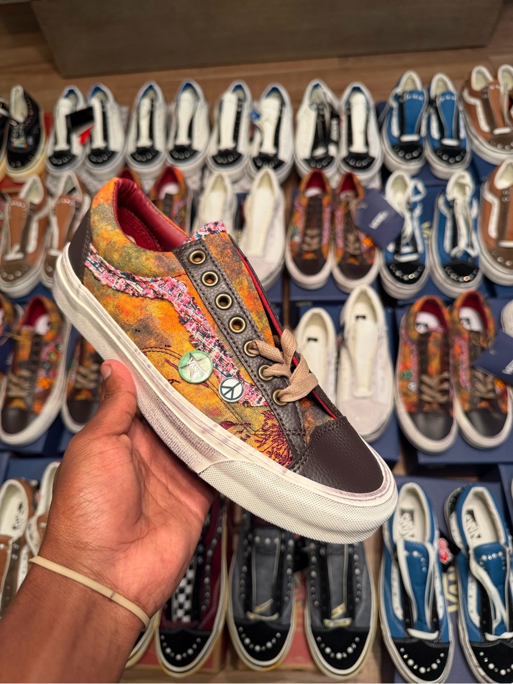 Vans Multicolor Canvas Low-Top Sneakers with Brown Toe